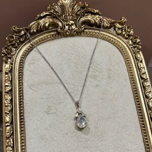 Crown Trafari silver tone necklace pear-shaped moonstone drop pendant